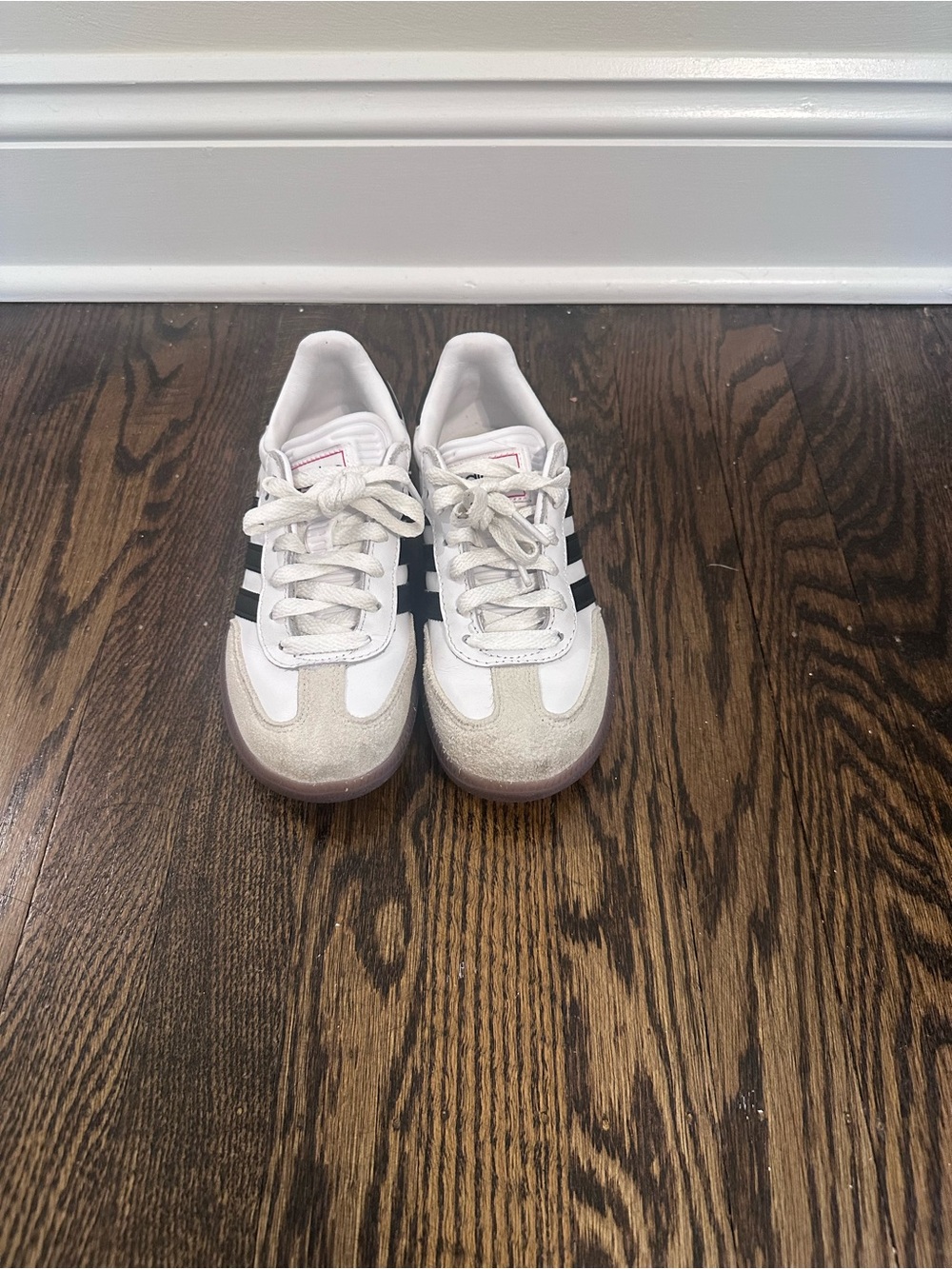 adidas Kids White Sneakers with Black Stripes